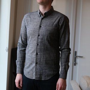 Naked and Famous Mens M Heathered Blue Button Up